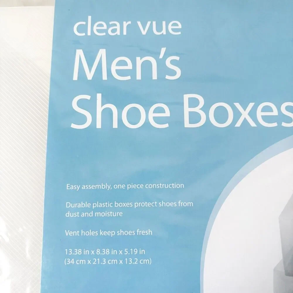 Whitmor Clear Vue Men's Shoe Boxes Set of 3 Stackable Boxes to Protect Shoes